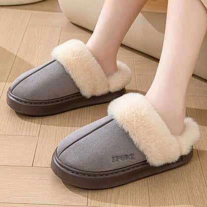 Casual Fluffy Slippers Women House Winter Plush Designer Shoes Ladies Flats Home Warm Fashion Elegant Solid Platform Footwear