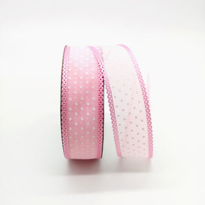 5 yards 1" 25mm Ribbon Wedding Party Decoration Organza Ribbon Printing Dots Gift Wrapping Hair Bows DIY Christmas Ribbon #22