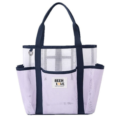 Transparent Mesh Handheld Beach Bag with Large Capacity for Swimming Big Eye Net Beach Bag Portable Handbag for Beach Accessorie