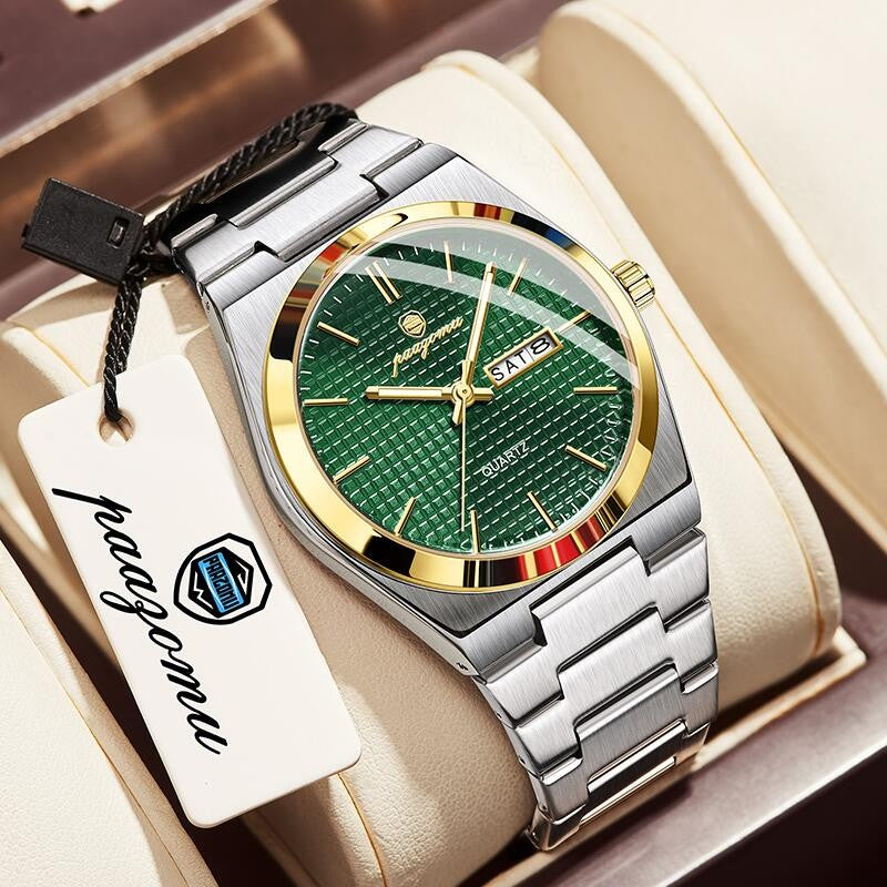 PAAZOMU Relógio Masculino de Luxo Original Moda Luminoso À Prova D'água Cronógrafo Data Relógio Masculino Couro Quartzo Relógios Masculinos Reloj