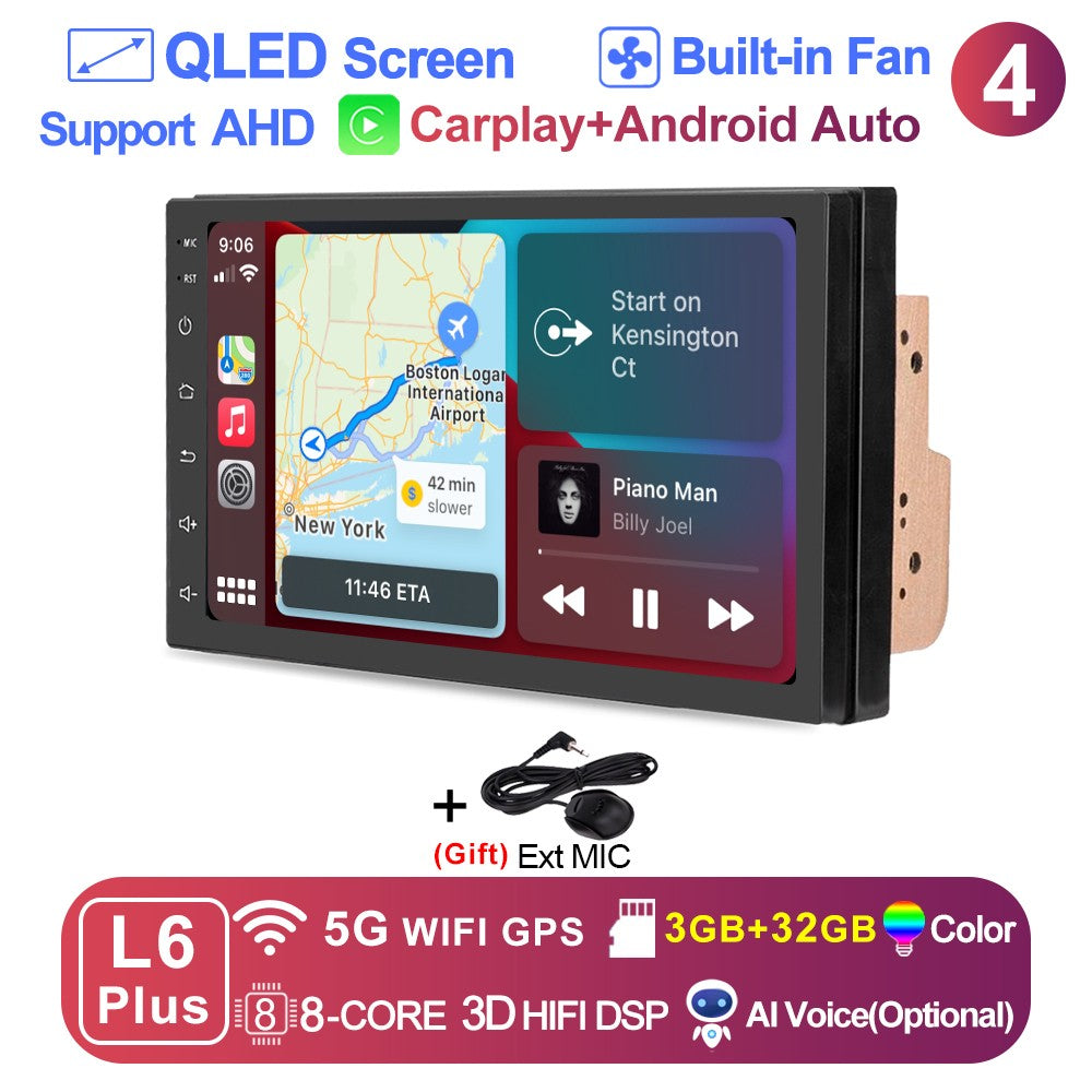 LEHX Universal 7 Inch 2 din Android 15 Car Radio 2.5D QLED Screen Car Multimedia Player Carplay Android Auto Stereo Autoradio