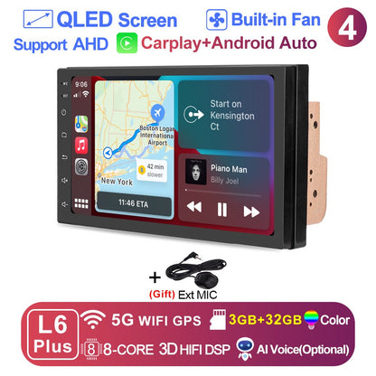 LEHX Universal 7 Inch 2 din Android 15 Car Radio 2.5D QLED Screen Car Multimedia Player Carplay Android Auto Stereo Autoradio