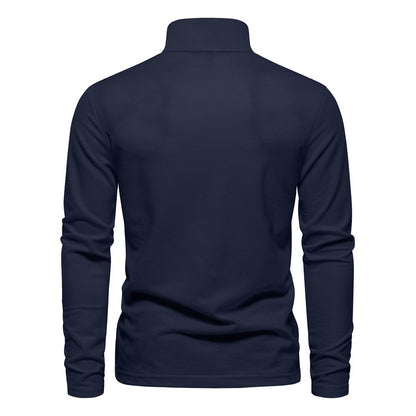 AIOPESON Deer Embroidery Men's Polo Shirts Solid Color Long Sleeve Polo Shirts for Men New Spring Social Business Polos Male