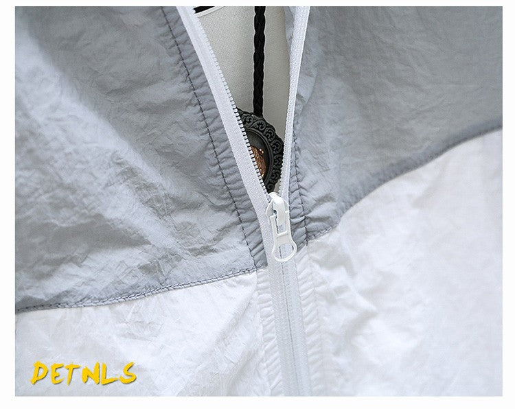 Summer Men's Sun Protection Shirt Thin Quick Drying Hood Windproof Jacket Breathable Letter Print Casual and Versatile Cardigan