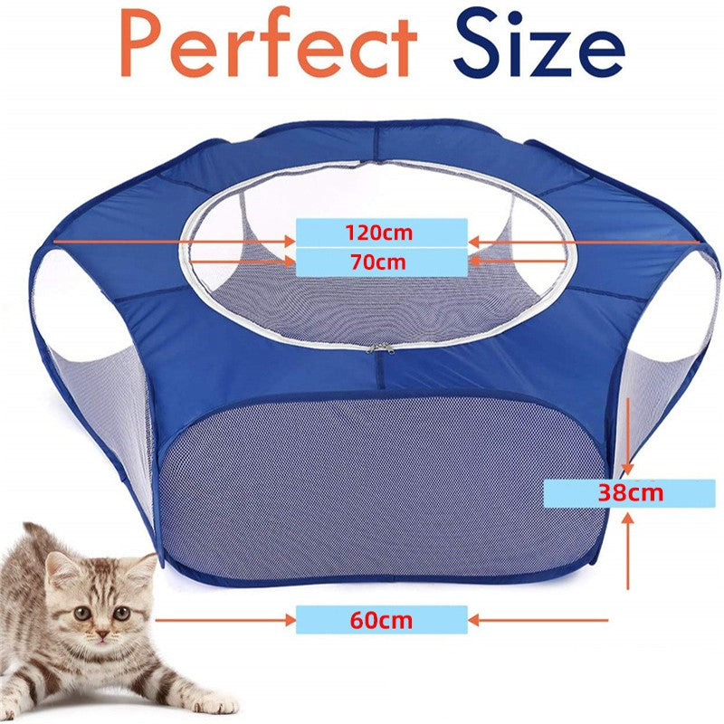 Cercado Portátil para Pequenos Animais Gaiola Transparente para Gatos e Cães Tenda Pet Cercadinho Dobrável Aberto Para Cães Hamsters Coelhos Porquinhos-da-Índia