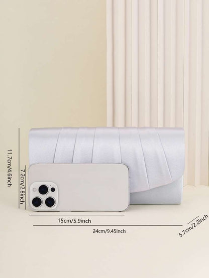 Ladies Dinner Bag Pleated Solid Color Clutch Party Dinner Wedding Light Luxury Envelope Evening Bag for Prom, Dinner/Banquet