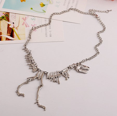 Sexy Long Necklaces Gothic Tyrannosaurus Rex Skeleton Dinosaur Pendant Charm Dragon Bone Jewelry Men Women Gifts