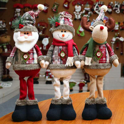 Christmas Dolls Tree Decor Standing Santa, Snowman and Reindeer Figurines  for Home Decor Birthday Gifts Merry Christmas