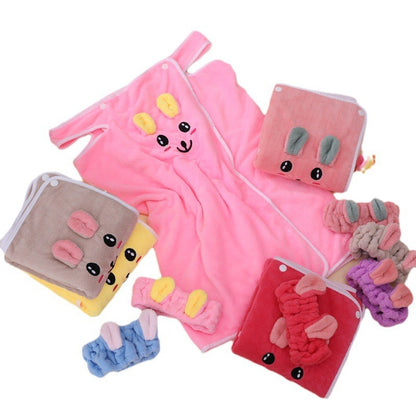 High-end Children's Suspender Skirt, Headband, Soft Towel Bathrobe, Absorbent, Wearable, Wrapable, Water-absorbent Quick-drying