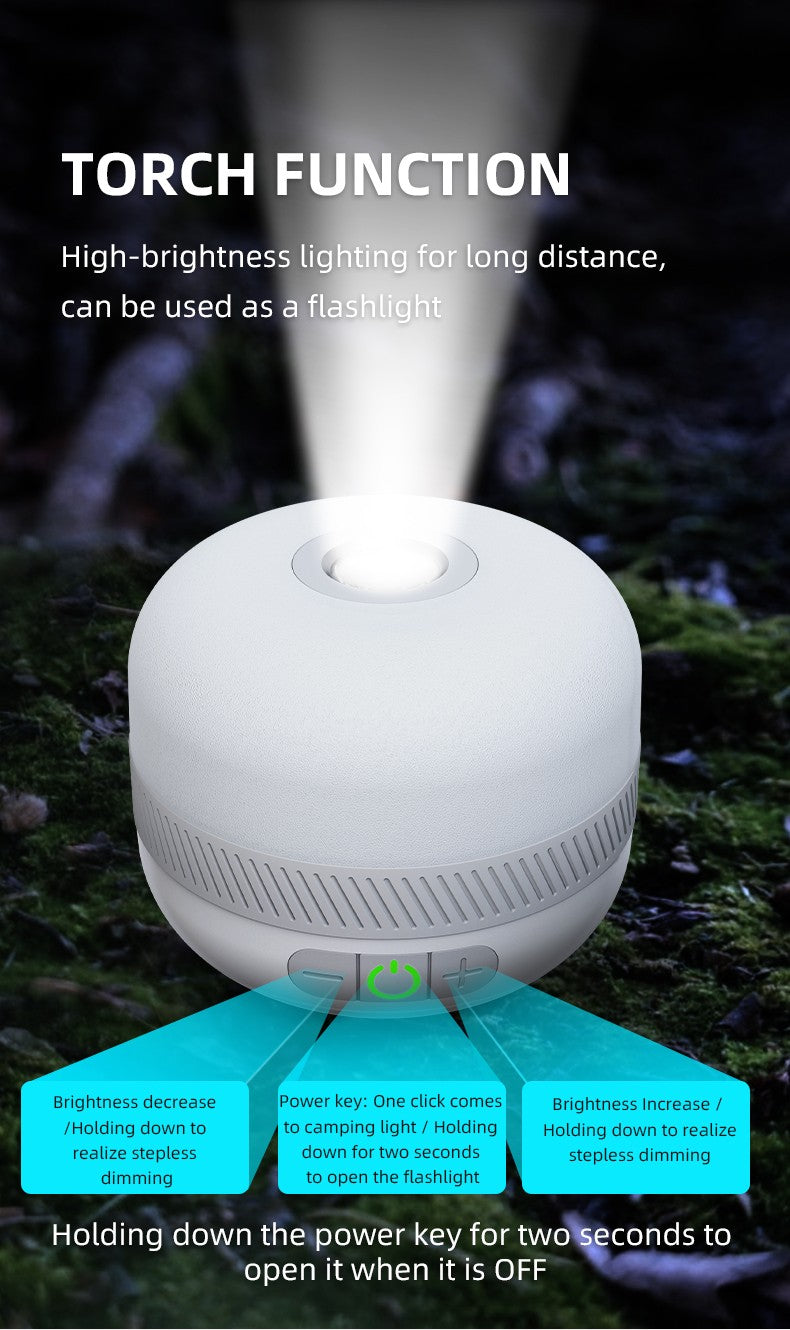 Lanterna de acampamento LED recarregável NATFIRE LV10, até 230 horas de iluminação para acampamento, luminária portátil de emergência com base magnética