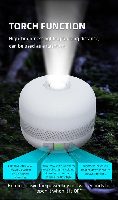 Lanterna de acampamento LED recarregável NATFIRE LV10, até 230 horas de iluminação para acampamento, luminária portátil de emergência com base magnética