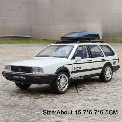 1:32 SANTANA Carros de Brinquedo em Miniatura de Liga Leve com Som, Luz e Portas que Abrem, Puxar para Trás, Veículos de Decoração para Presentes Infantis