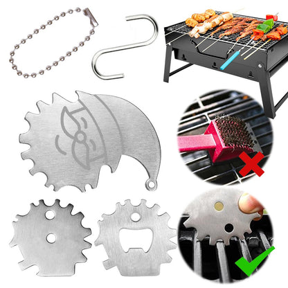 BBQ Grill Scraper Stainless Steel Grills Grate Cleaner Portable Metal Barbecue Scraper Grill Scrubber Tool Camping Accessories
