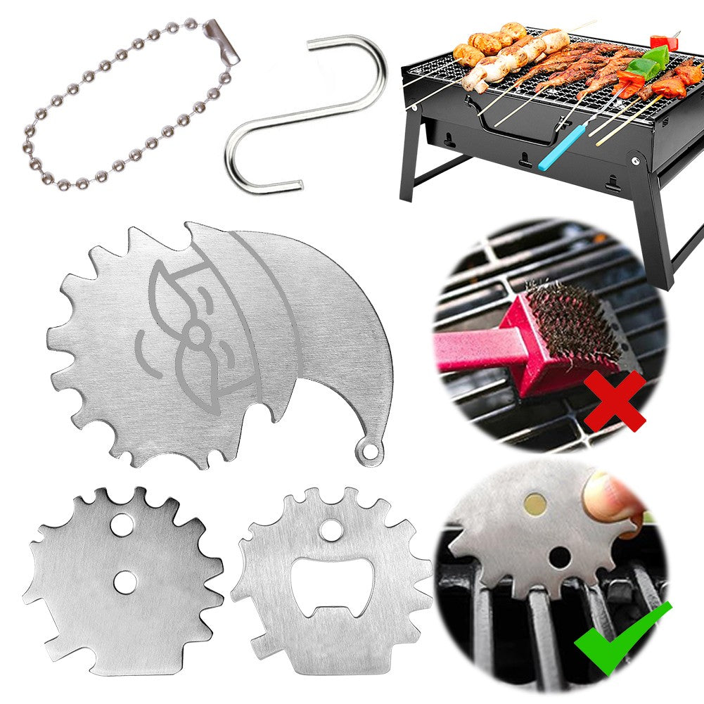 BBQ Grill Scraper Stainless Steel Grills Grate Cleaner Portable Metal Barbecue Scraper Grill Scrubber Tool Camping Accessories