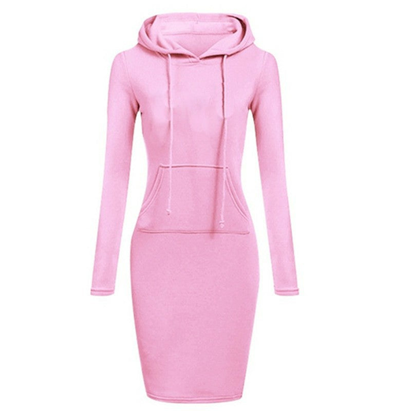 Fashion Sweatshirt Dresses Women's Pocket Hooded Casual Dresses Mini Dresses