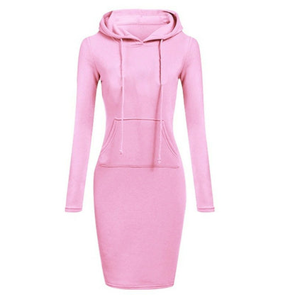 Fashion Sweatshirt Dresses Women's Pocket Hooded Casual Dresses Mini Dresses
