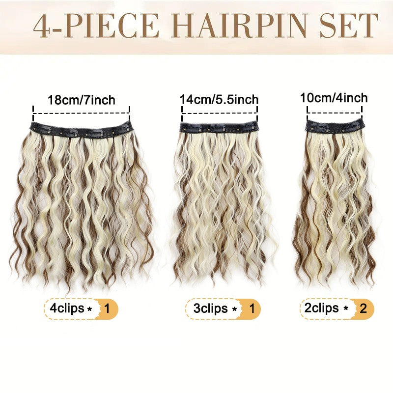 WIGSIN 12 polegadas sintético 4 pçs/conjunto de extensões de cabelo curto crespo ondulado castanho médio estilo de cabelo volumoso para mulheres