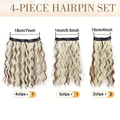 WIGSIN 12 polegadas sintético 4 pçs/conjunto de extensões de cabelo curto crespo ondulado castanho médio estilo de cabelo volumoso para mulheres