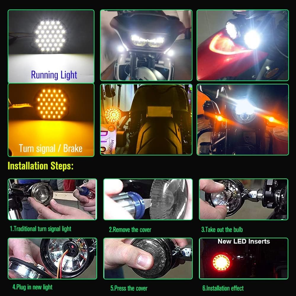 Nova Lâmpada LED de Seta Dianteira para Motocicleta 1157, 1156 Branco/Amarelo/Vermelho, Adequada para Harley Davidson 3 1/4 polegadas, 2 Peças DC12-24V