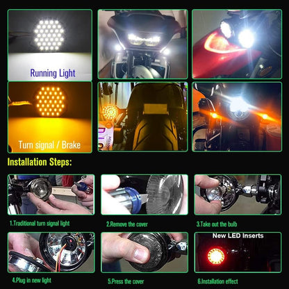 Nova Lâmpada LED de Seta Dianteira para Motocicleta 1157, 1156 Branco/Amarelo/Vermelho, Adequada para Harley Davidson 3 1/4 polegadas, 2 Peças DC12-24V