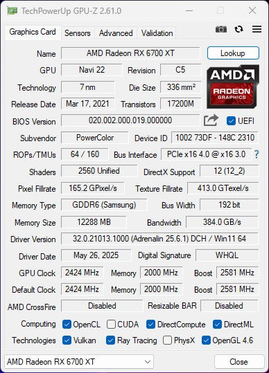 MLLSE AMD RX6700 XT 12GB Graphics Card GDDR6 192Bit PCI-E 4.0×16 6+8Pin Radeon GPU Rx6700XT Gaming Video Card Placa De Video