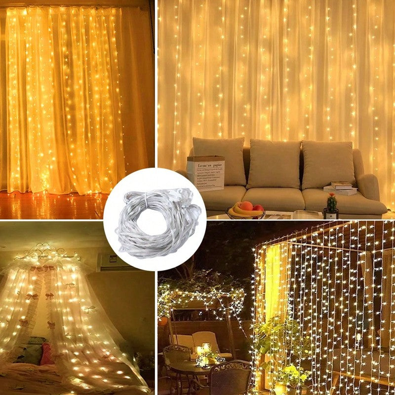3/9M USB LED Curtain 8Modes Remote Control String Lights Holiday Wedding Fairy Garland Lights For Bedroom Living Room Decor