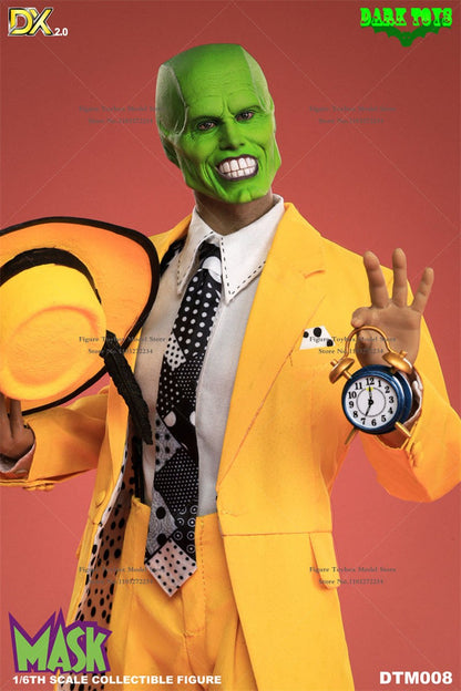 DARK TOYS DTM008 DX 2.0 Versão de Luxo 1/6 A Máscara Jim Carrey com Rosto Verde Terno Amarelo Figura de Ação 12 polegadas Modelo para Exibição