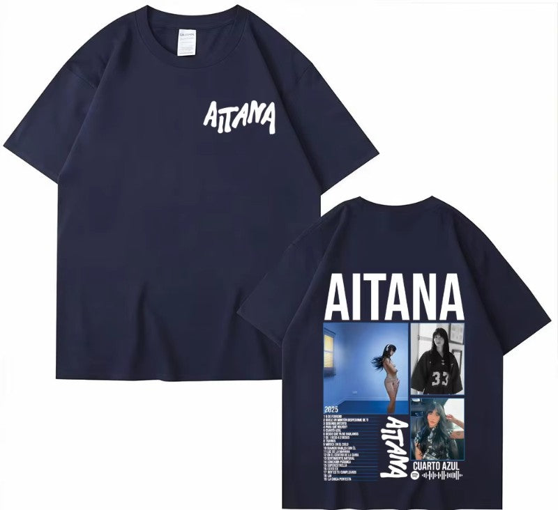 Singer Aitana Cuarto Azul Tour Graphics T Shirts Men Women Harajuku Fashion Aesthetic Short Sleeve T-shirt Cotton Tee Shirt