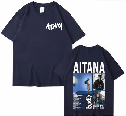 Singer Aitana Cuarto Azul Tour Graphics T Shirts Men Women Harajuku Fashion Aesthetic Short Sleeve T-shirt Cotton Tee Shirt