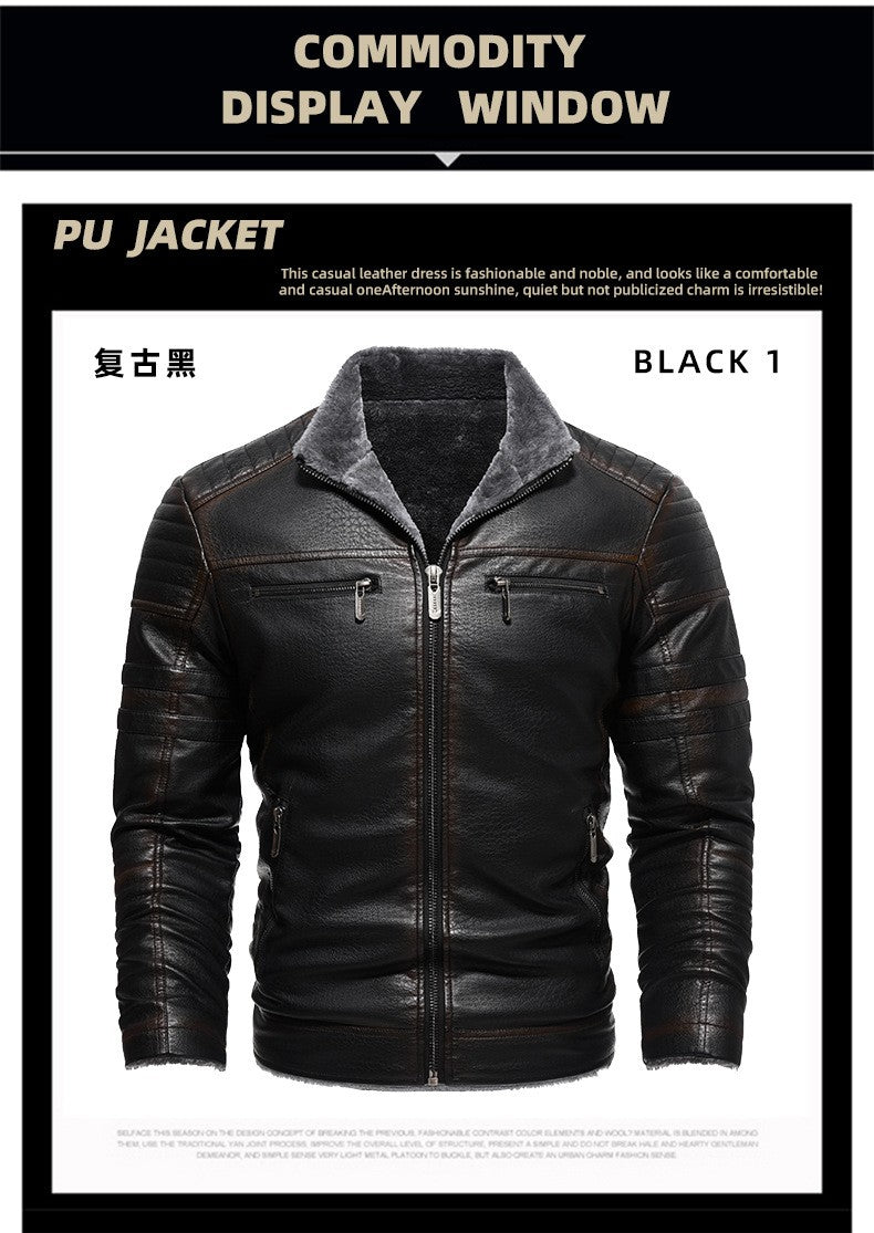 2024 Men Faux Leather Jacket High Quality Casual Zipper Fleece Warm Coats Winter Men Vintage Motorcycle Leather Jacket Men S-4Xl