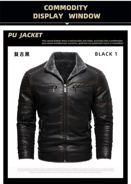 2024 Men Faux Leather Jacket High Quality Casual Zipper Fleece Warm Coats Winter Men Vintage Motorcycle Leather Jacket Men S-4Xl