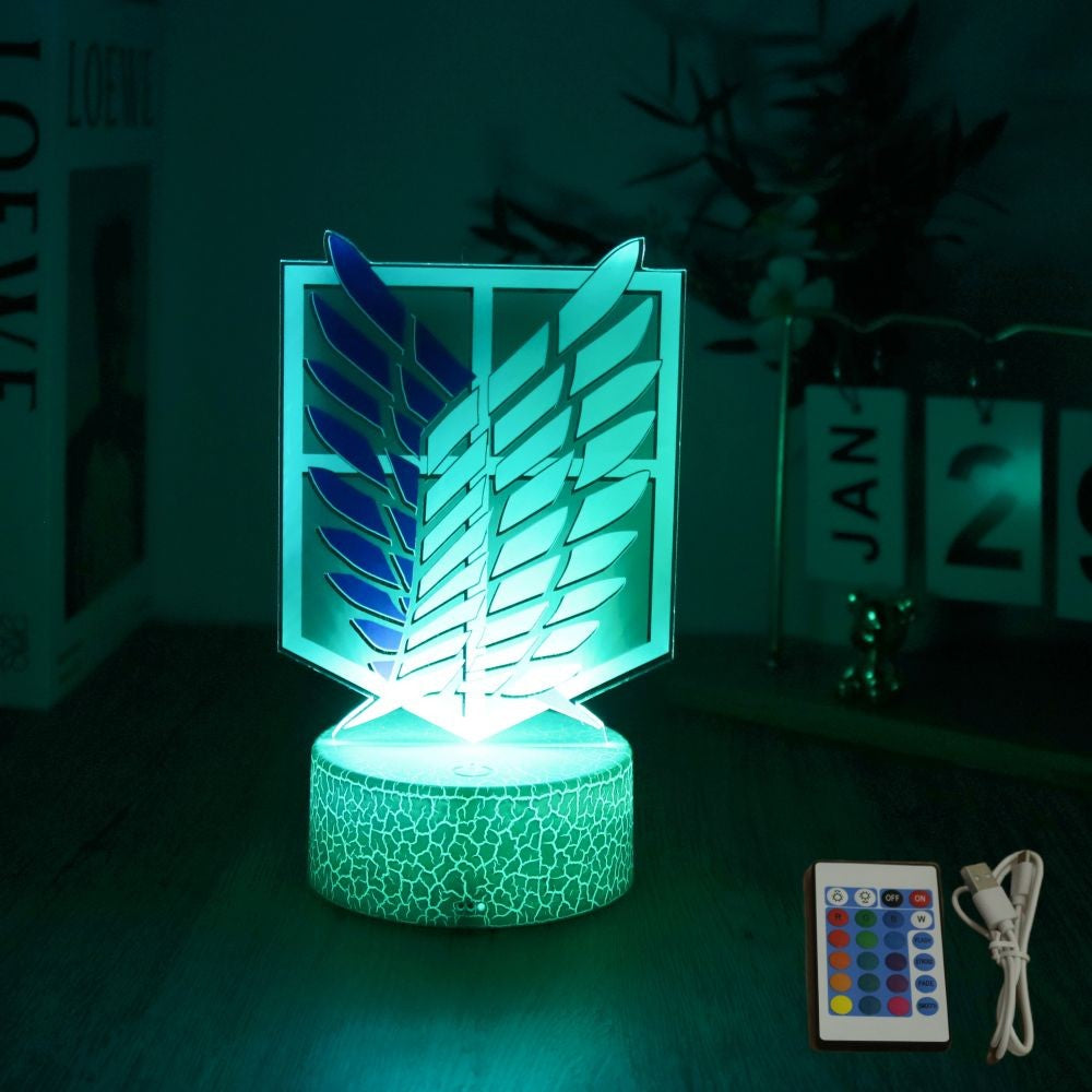 Anime Figures Attack on Titan 3D Lamp LED Night Light RGB16 Colors Lamps Remote Standing Sign Decor Bedroom Home Kids Toys Gifts