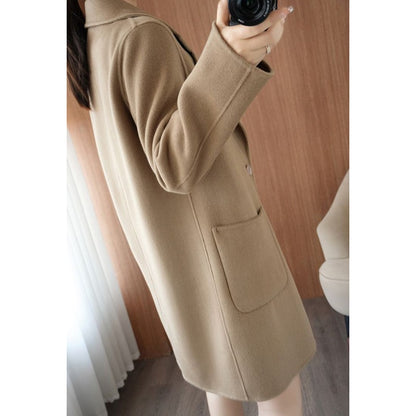 Autumn Winter Girls Fashion Mid-Long Jackets Female Casual Woolen Blends Coats Clothes Lady Korean Fashion Designer Coat