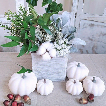 12pcs Antique White Pumpkins in Different Sizes for Halloween Fall and Thanksgiving Decorations Decorations and Displays