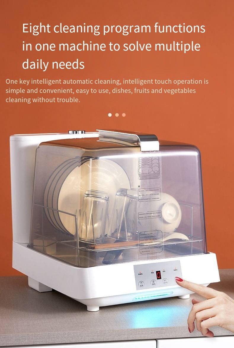 Mini Dishwasher Portable Countertop Washing Machine Automatic Smart Desktop Cleaner for Home Kitchen Glass High Temperature