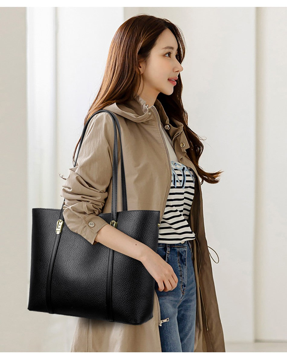 New autumn Single Shoulder Large Capacity Messenger Droadband Female Solid Color Handbag Luxury Ladies Bucket PU Shoulder Bag