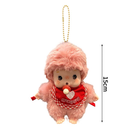 Kawaii Monchichi Doll Figure Keychain Furry Chimutan Monchhichi Figurines Hanger Pendant Bags Charm Accessories Small Gift