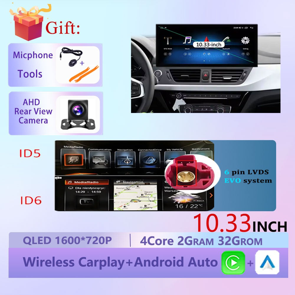 Estéreo Touchscreen Wireless CarPlay Android 15 Para BMW Série 1 F20 F21 F22 F23 2016 - 2023 Sistema NBT/EVO WiFi GPS 4G F6NAVI