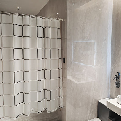 1/2Pcs PEVA Shower Curtain,Waterproof Shower Curtain for Home Bathroom,Modern Geometric Plaid Curtain for Decoration Accessories