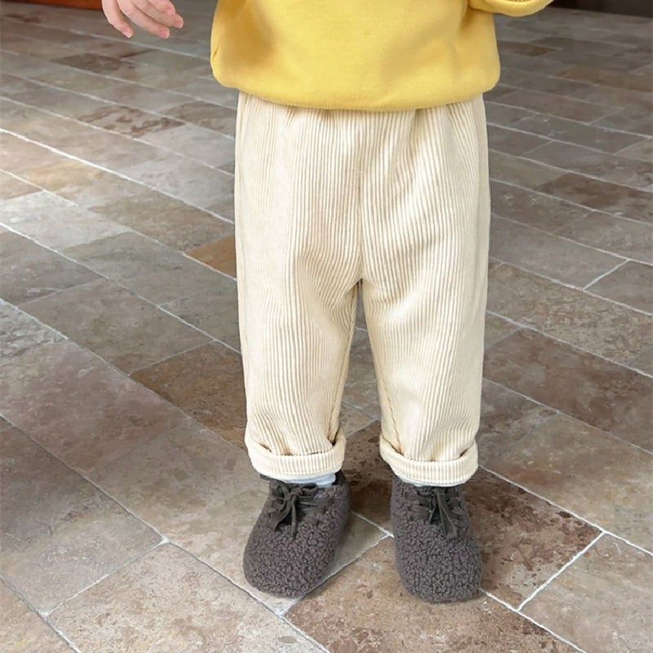 Baby Kids Corduroy Pants Children Fleece-Lined Thermal Winter Warm Straight Leg Casual Trousers for Boys Girls Clothing
