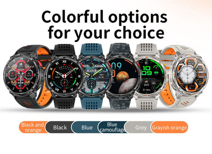 Relógio Inteligente Militar com Bússola GPS Masculino Bateria 1100mAh Lanterna Frequência Cardíaca 100+ Modos Esportivos Chamada Bluetooth Smartwatch à Prova d'Água
