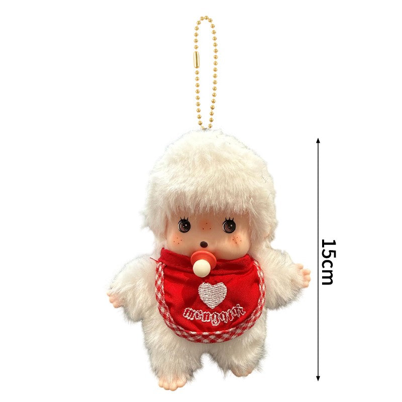 Kawaii Monchichi Doll Figure Keychain Furry Chimutan Monchhichi Figurines Hanger Pendant Bags Charm Accessories Small Gift