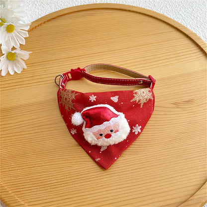 Coleira triangular de Natal para pets, coleira de gato fofa, acessórios de Natal para gatos, coleira de cachorro, alce vermelho