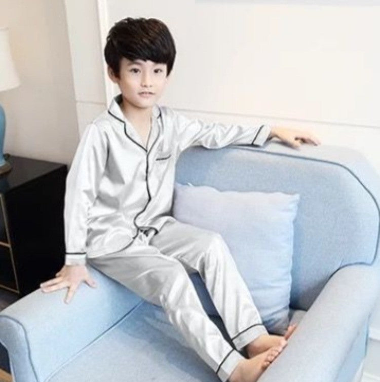 Kids Ice Silk Sleepwear Summer Short Sleeve Homewear Set for Boys Girls Thin Lightweight Baby Air Conditioning Clothing