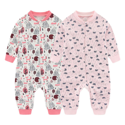 Kiddiezoom 1/2Pcs Fashion Christmas Cartoon 100%Cotton zipper Baby Boy Girl Rompers Soft newborn Clothes