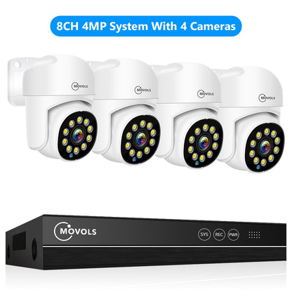 Movols 4K XMEYE POE Surveillance System 8MP 4MP Two Way Audio PTZ CCTV POE AI Security Camera 8CH P2P NVR Video Surveillance Kit