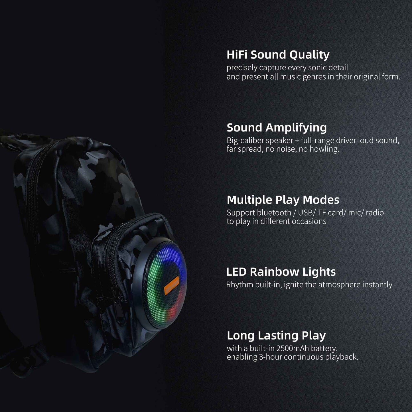 Wireless Bluetooth Speaker Bag Chest Bag for Men Crossbody Bag Waist Bag Hifi Sound Quality Cycling Music Bag Back to School Bag