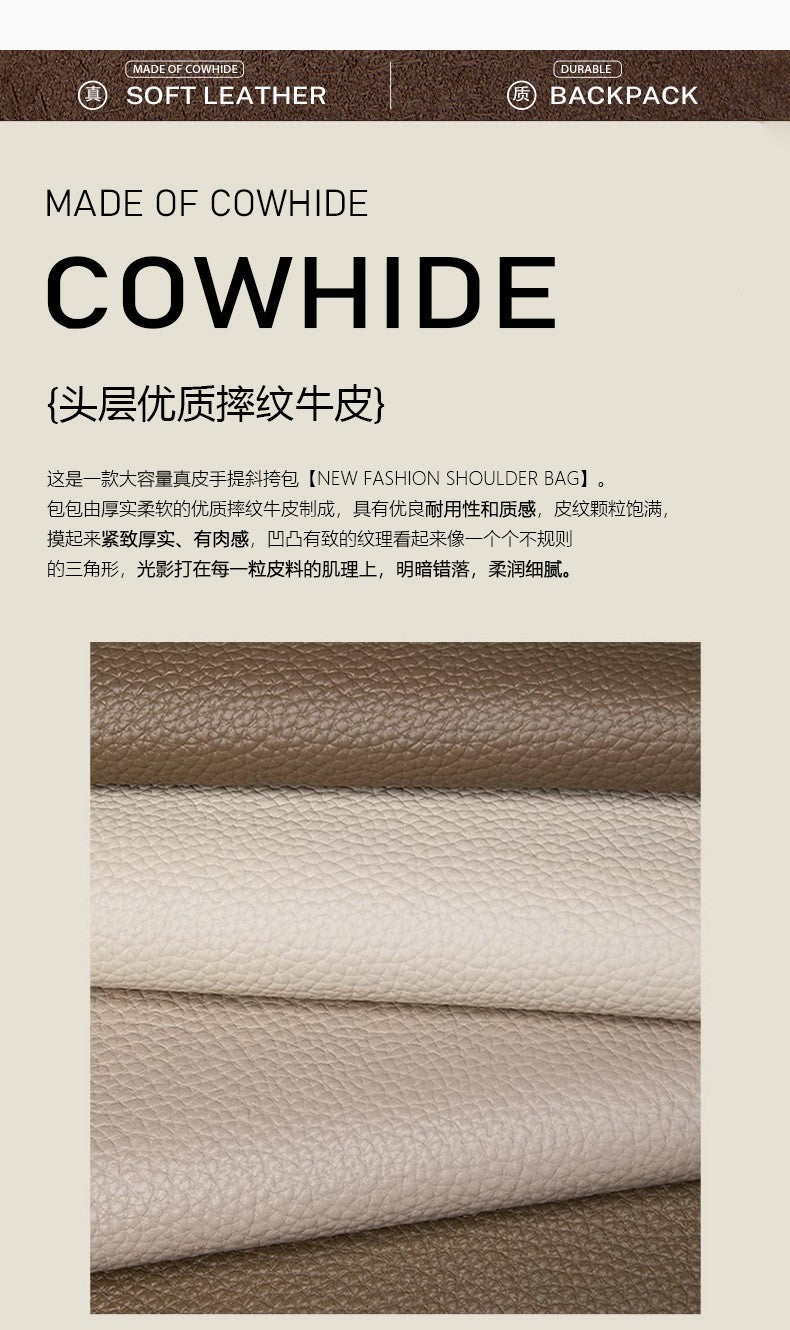 Genuine Leather Women's Bag 2026 New Luxury Designer Handbags Women High Quality Cowhide Shoulder Bag Versatile Crossbody Bags