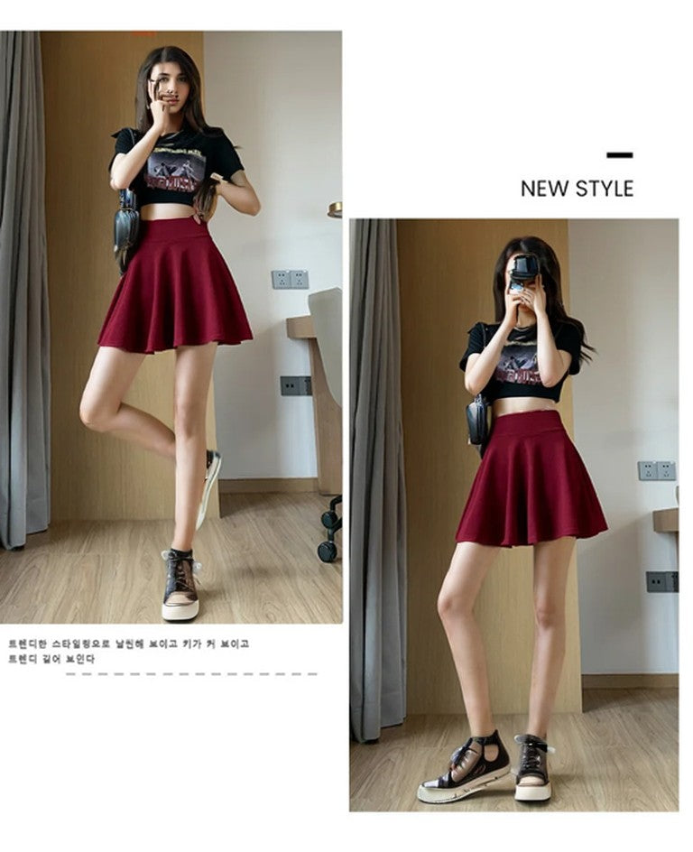 Bubble Short Skirt Women Half Skirt Anti Exposure High Waist Sun Underwear Hundred Pleats