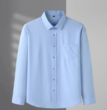 Spring and Autumn Large Size 15XL Men's Long-sleeved Shirt Fat High Elastic Solid Color Shirt 12XL 11XL 10XL 9XL 8XL 7XL 200kg